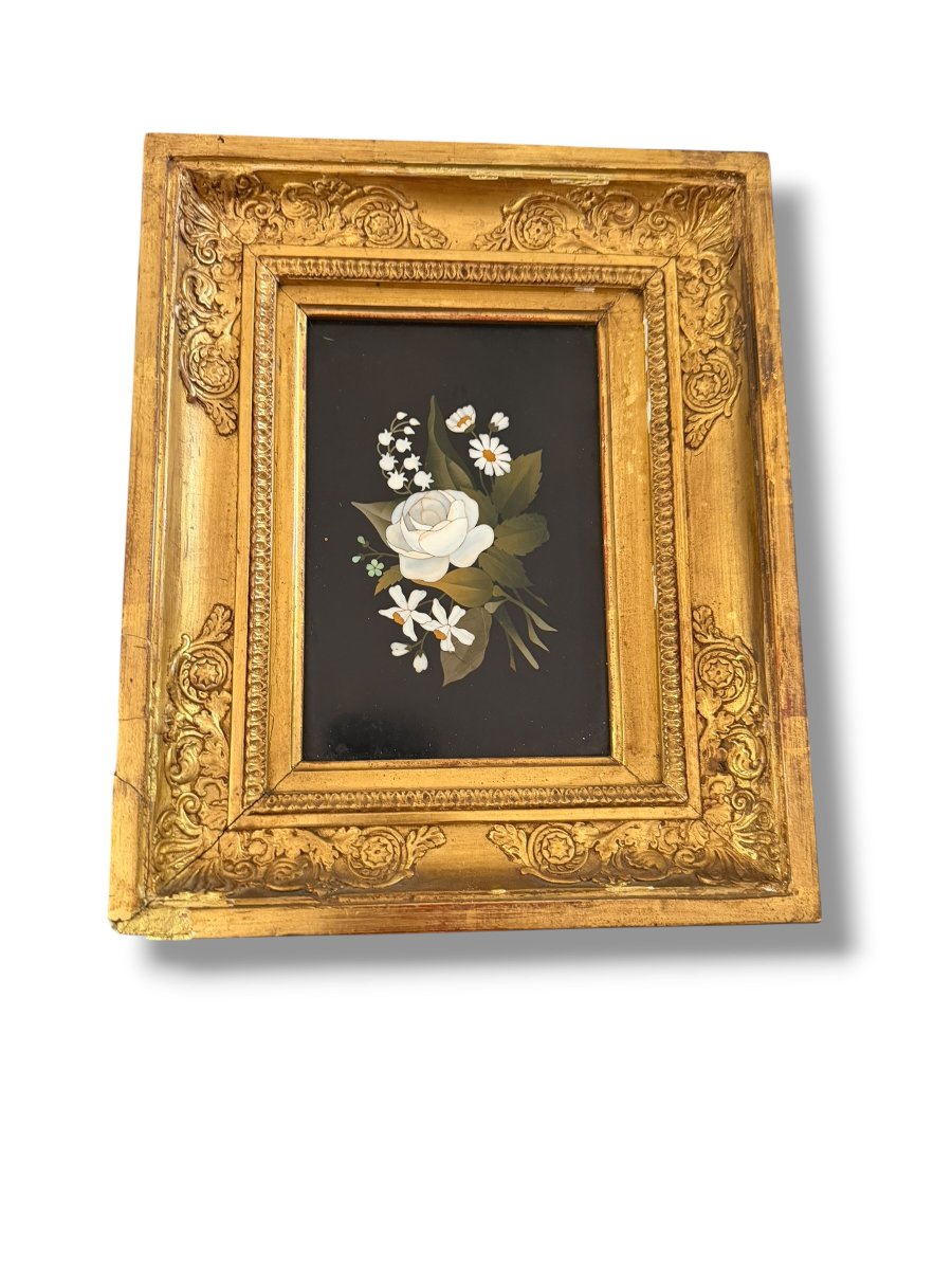 Grand Tour paire de cadres floraux italiens en pietra dura -photo-7