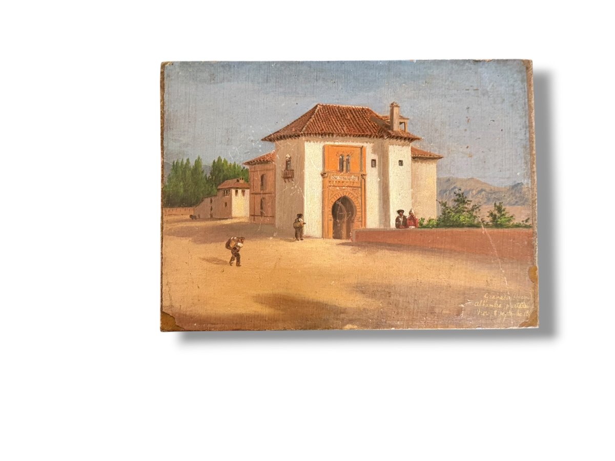 Ecole française orientaliste XIXeme l'Alhambra-photo-1