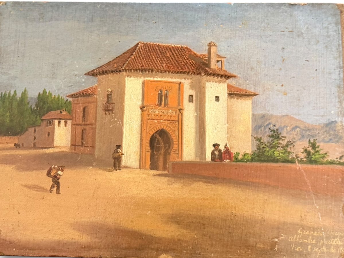 Ecole française orientaliste XIXeme l'Alhambra-photo-3