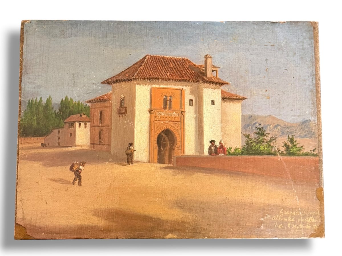 Ecole française orientaliste XIXeme l'Alhambra-photo-7