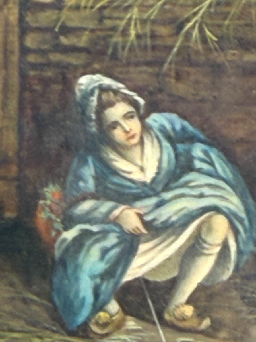 Erotica Curiosa Miniature On Paper Of A Seated Woman Signed Ballat-photo-1