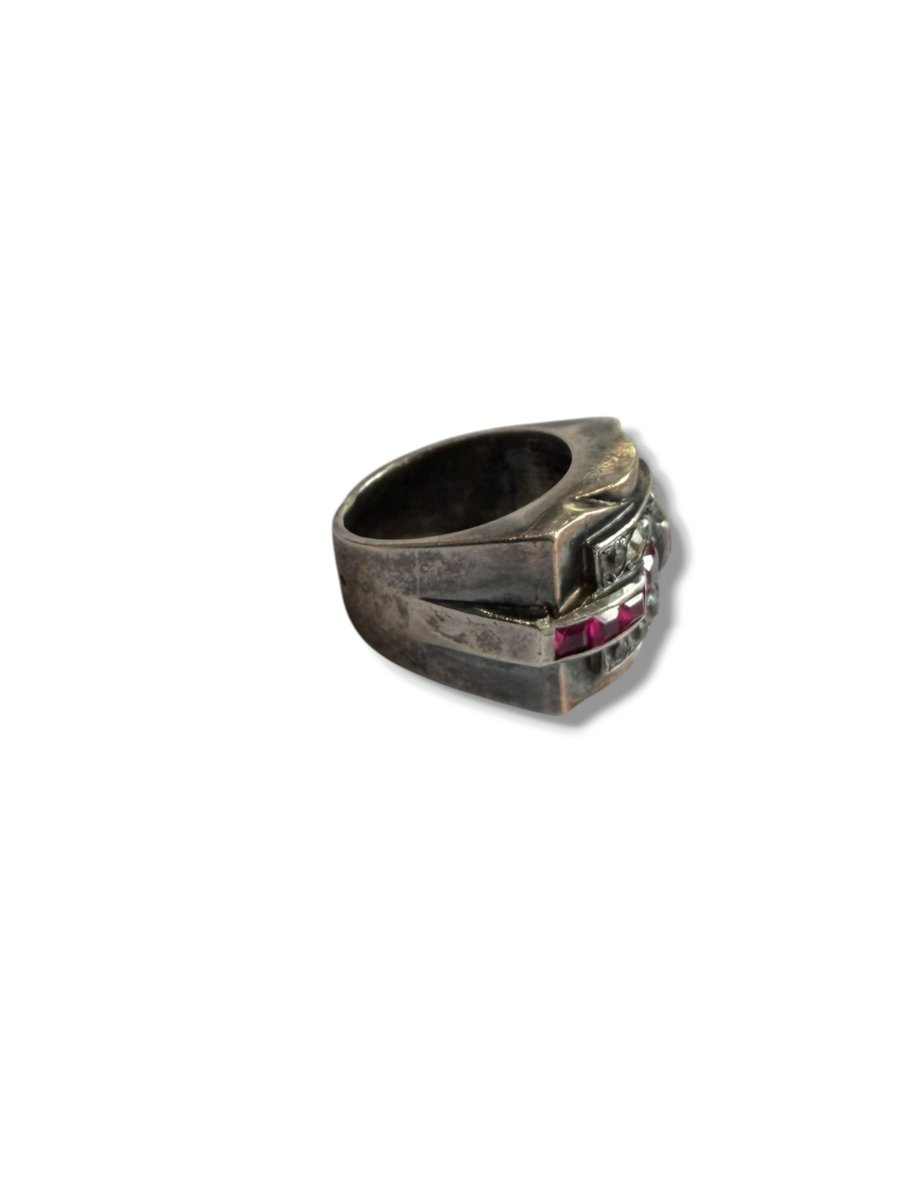 Bague art deco tank argent-photo-2
