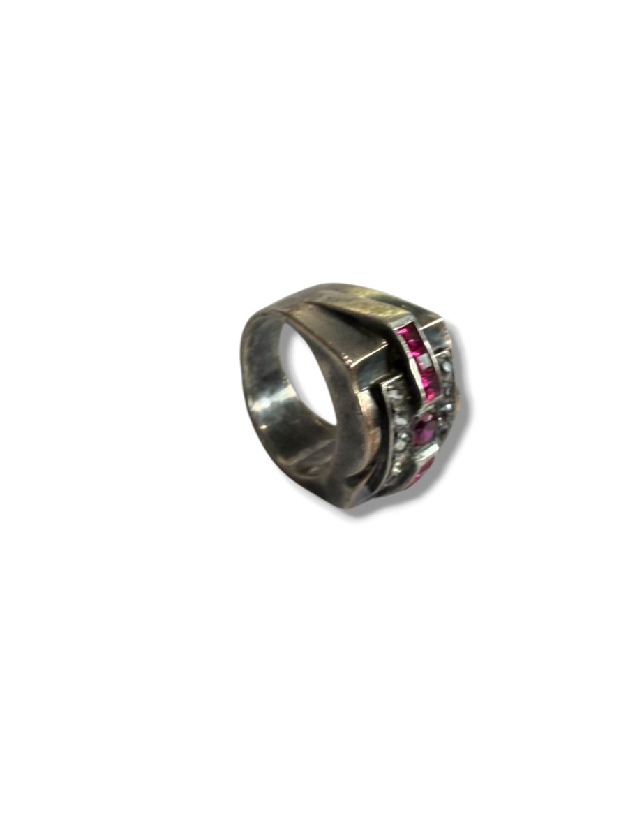 Bague art deco tank argent-photo-3