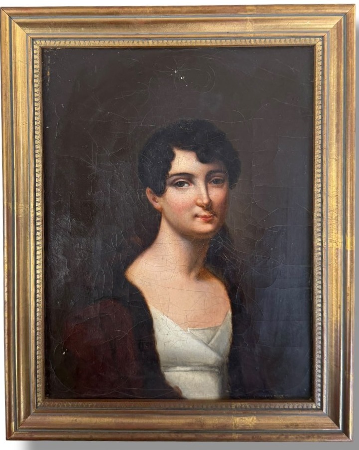 Ecole XIXeme Jeune femme au manteau suiveur de BOILLY
