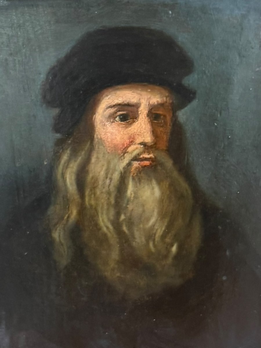 Portrait Of Leonardo Da Vinci 19th Century French School-photo-4