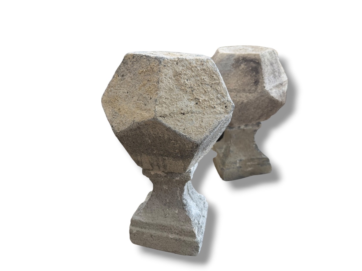 Pair Of Large Polygons On Stone Base-photo-3