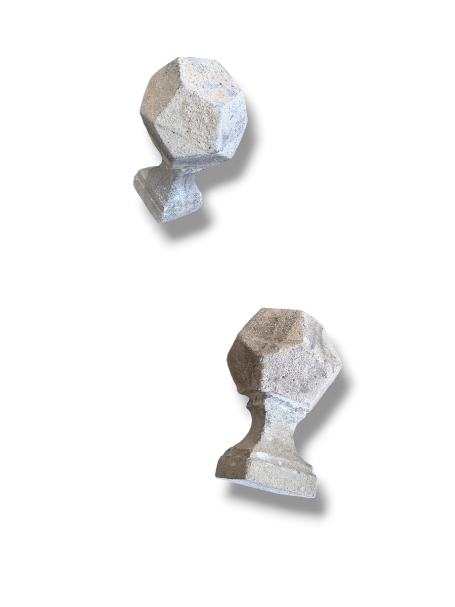 Pair Of Large Polygons On Stone Base-photo-4