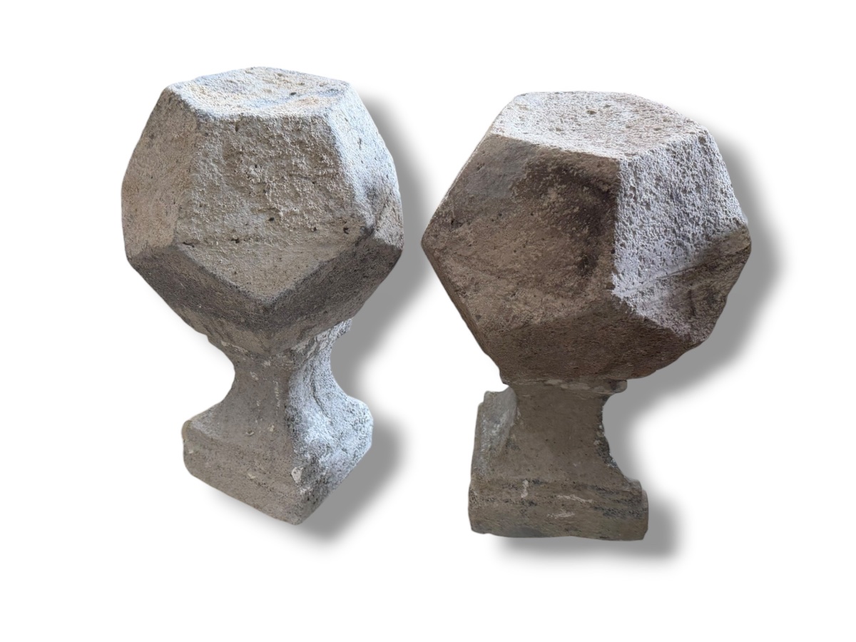 Pair Of Large Polygons On Stone Base-photo-4