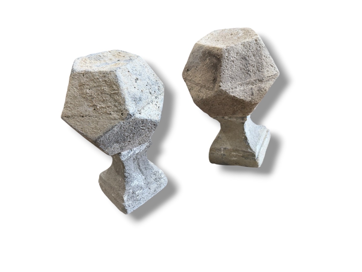 Pair Of Large Polygons On Stone Base-photo-5