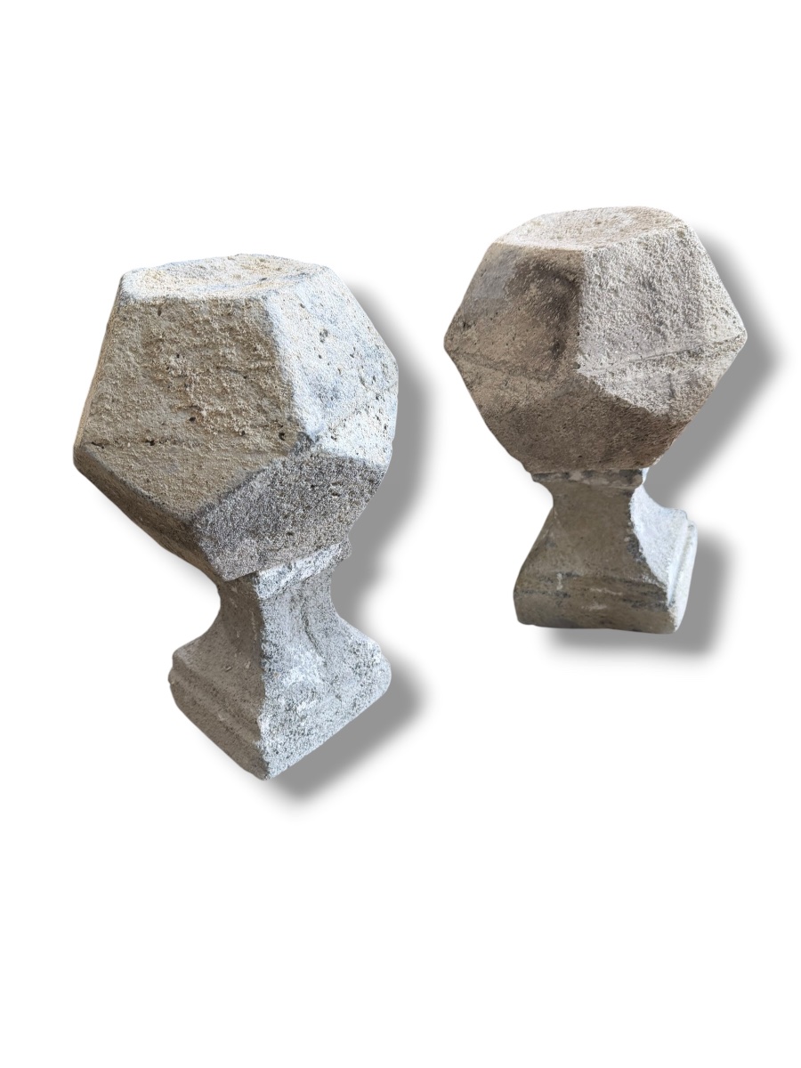 Pair Of Large Polygons On Stone Base