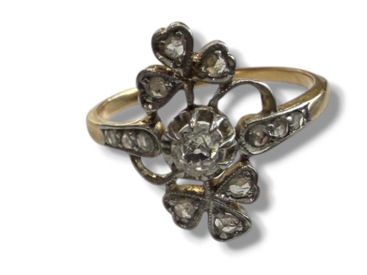 Bague XIXeme or jaune et diamants -photo-2