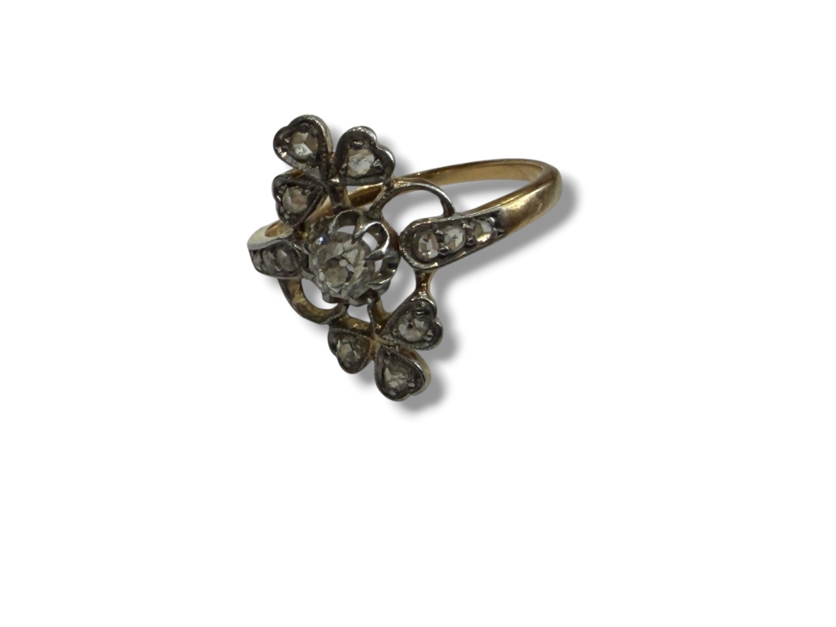 Bague XIXeme or jaune et diamants -photo-4