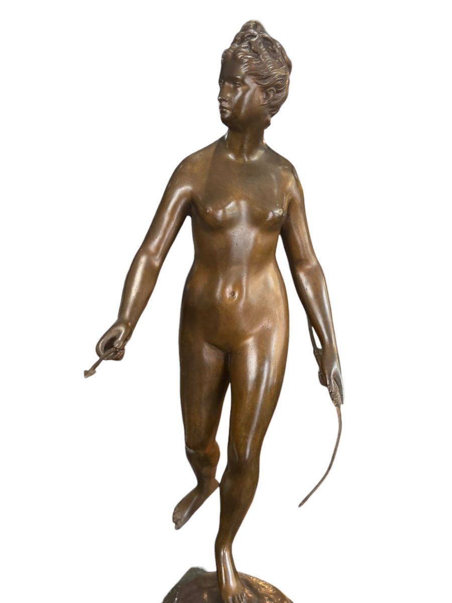 Grand bronze Diane chasseresse d'après Houdon-photo-4