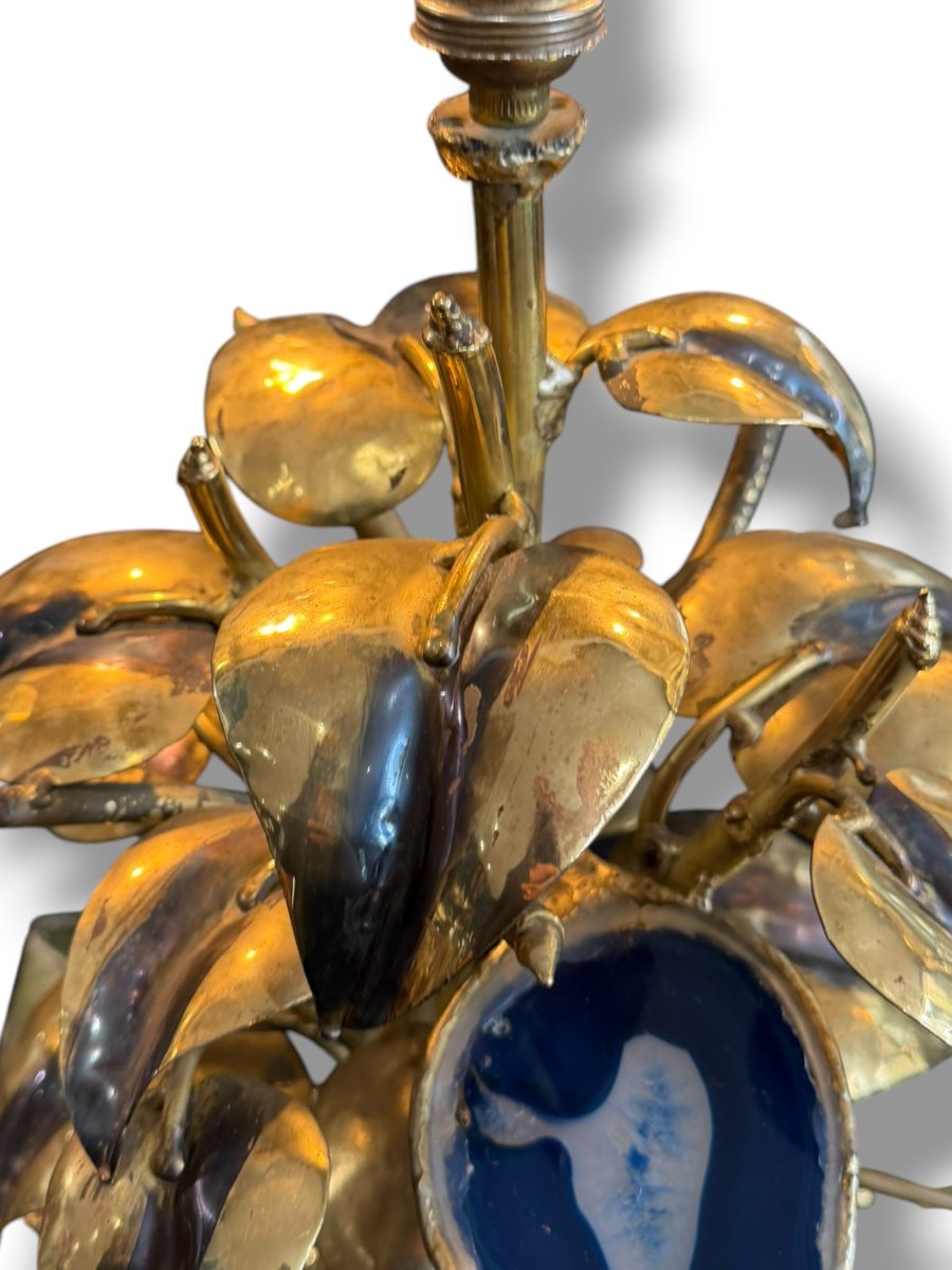 Bronze And Agate Table Lamp Duval Brasseur Isabelle Faure-photo-3