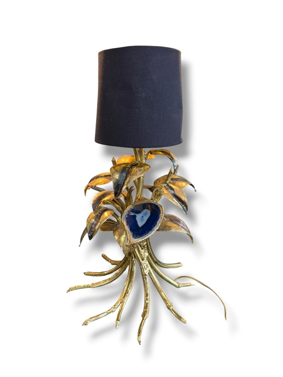 Bronze And Agate Table Lamp Duval Brasseur Isabelle Faure-photo-2