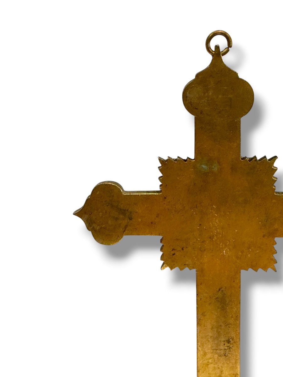 Cross Crucifix In Cloisonné Enamel Canton 19th Century-photo-8