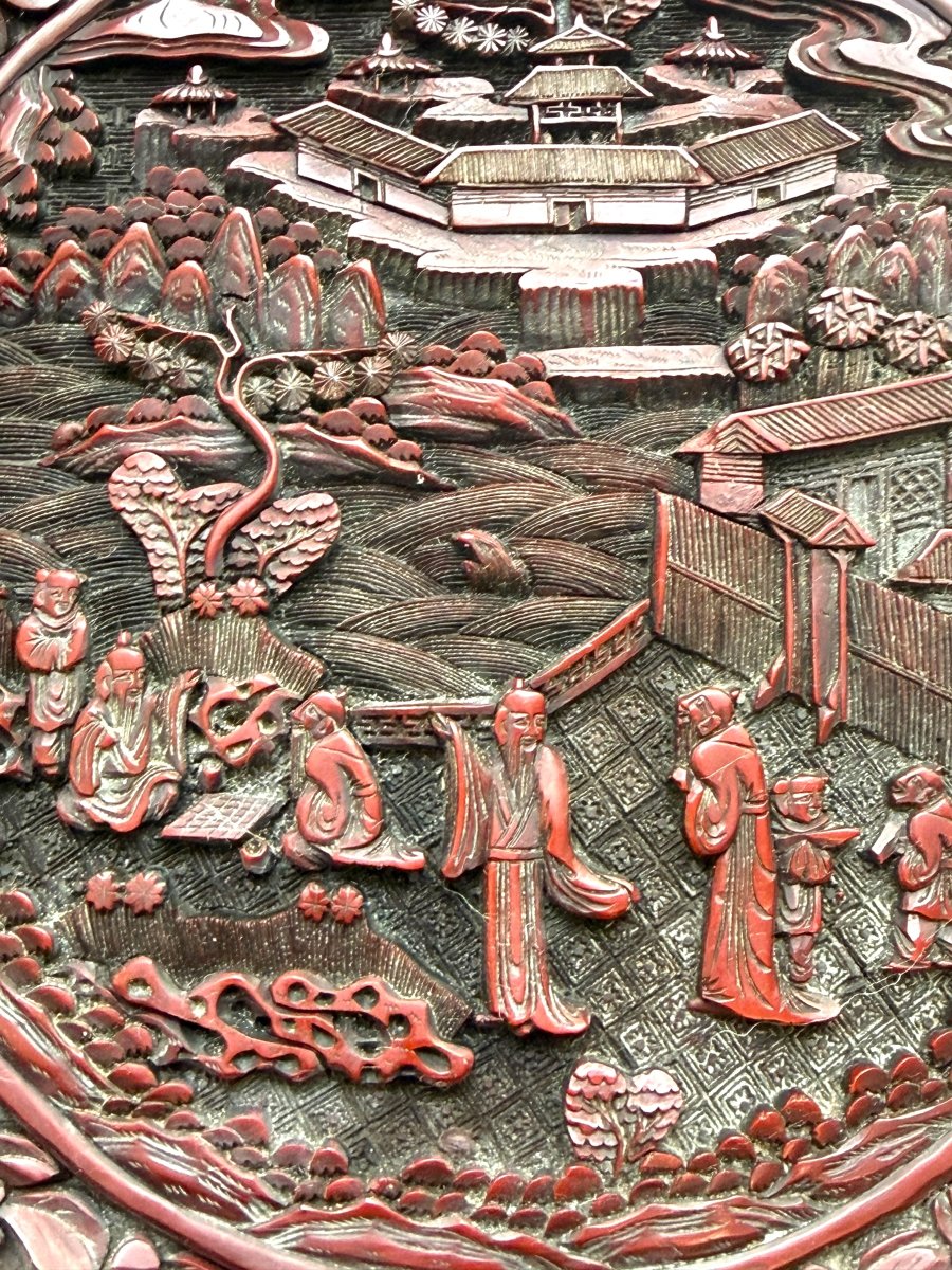 Pair Of Cinnabar Lacquer Floriform Dishes Qianlong Seal-photo-8