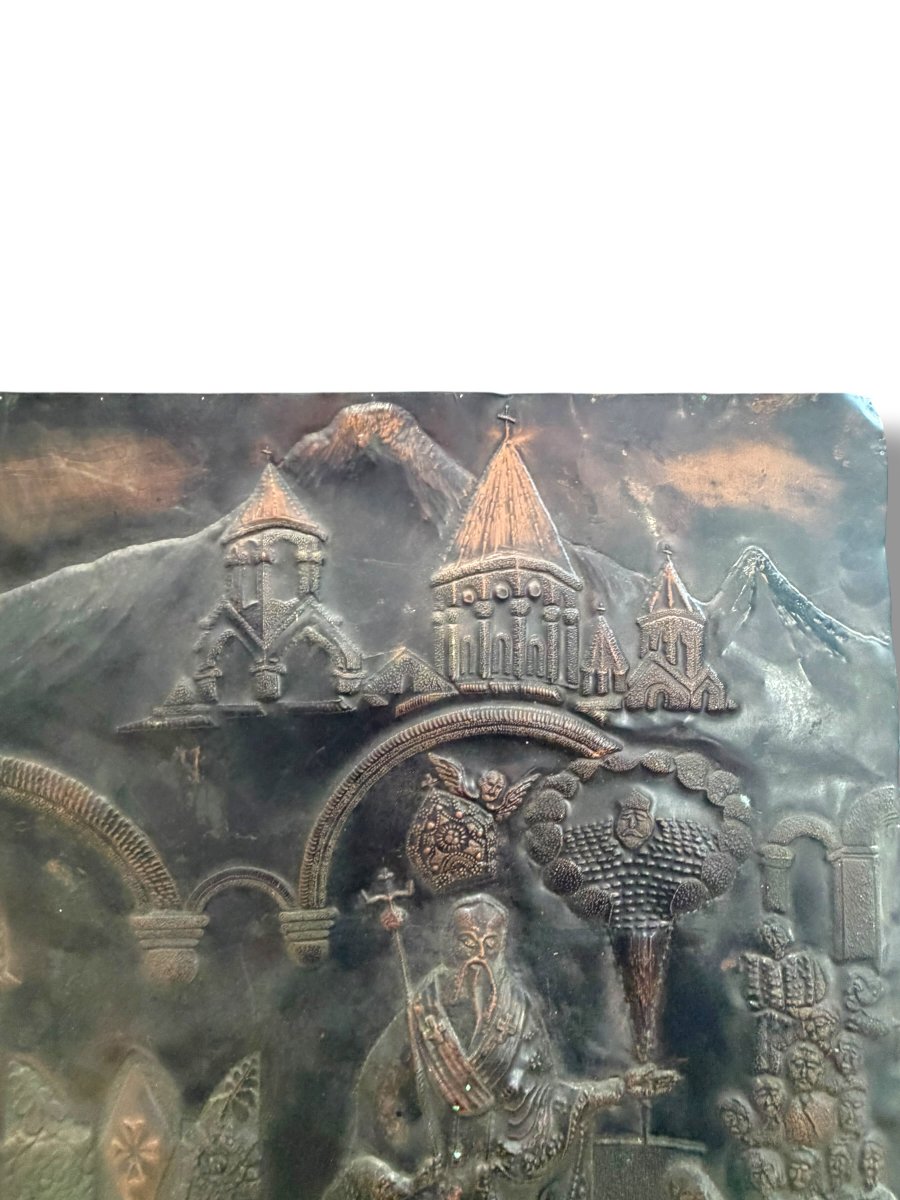 Grande plaque sur cuivre icône Russie Pologne XIXeme-photo-1