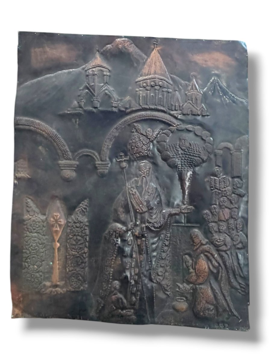 Grande plaque sur cuivre icône Russie Pologne XIXeme-photo-6