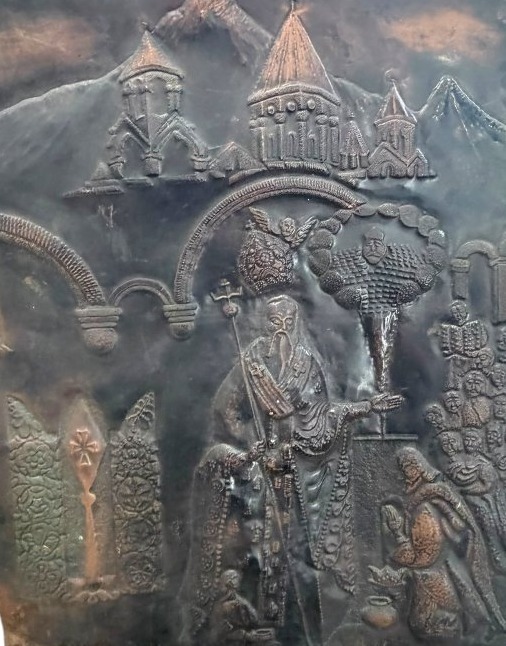 Grande plaque sur cuivre icône Russie Pologne XIXeme