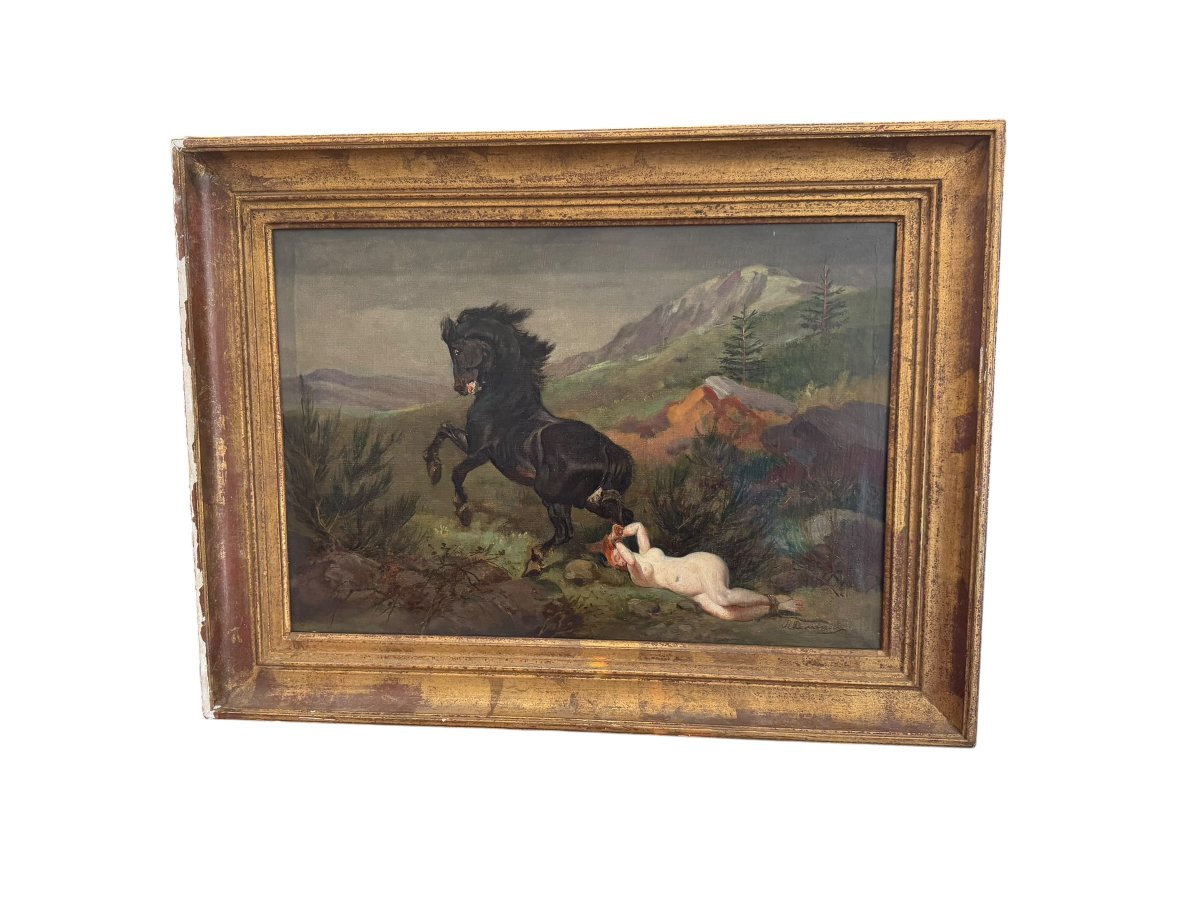 Raymond Desvarreux  Queen Brunehaut Being Pulled By A Horse-photo-2