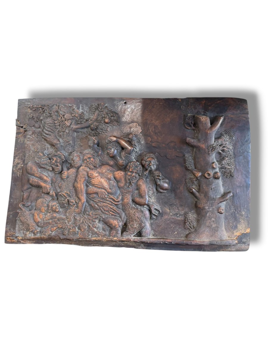 Importante Bacchanale Panneau en bois sculpté bas-relief XVIIIe siècle-photo-2
