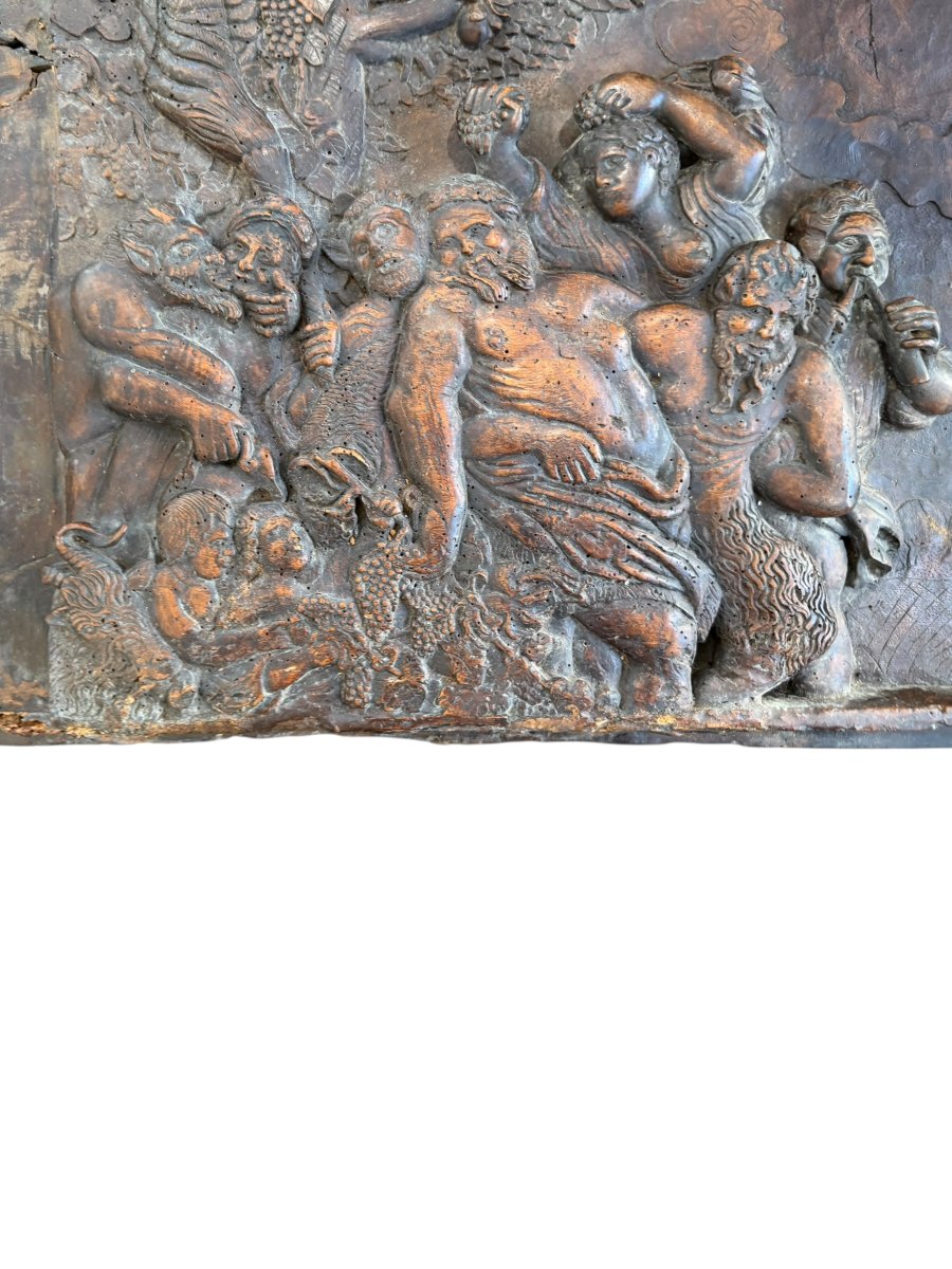 Importante Bacchanale Panneau en bois sculpté bas-relief XVIIIe siècle-photo-3
