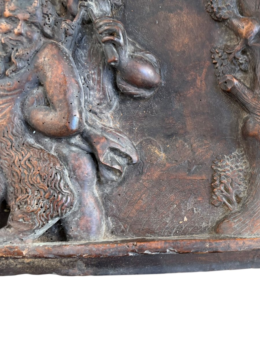 Importante Bacchanale Panneau en bois sculpté bas-relief XVIIIe siècle-photo-1