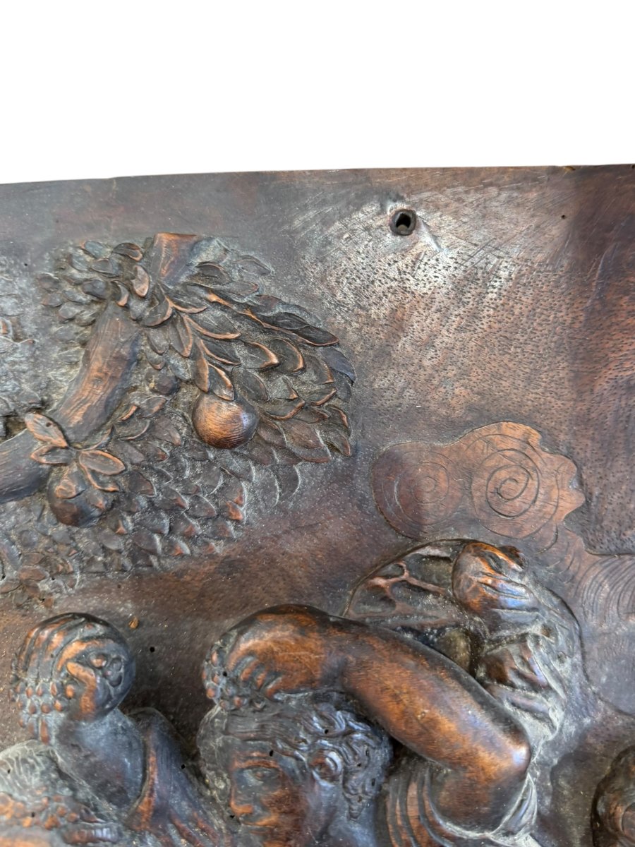 Importante Bacchanale Panneau en bois sculpté bas-relief XVIIIe siècle-photo-2