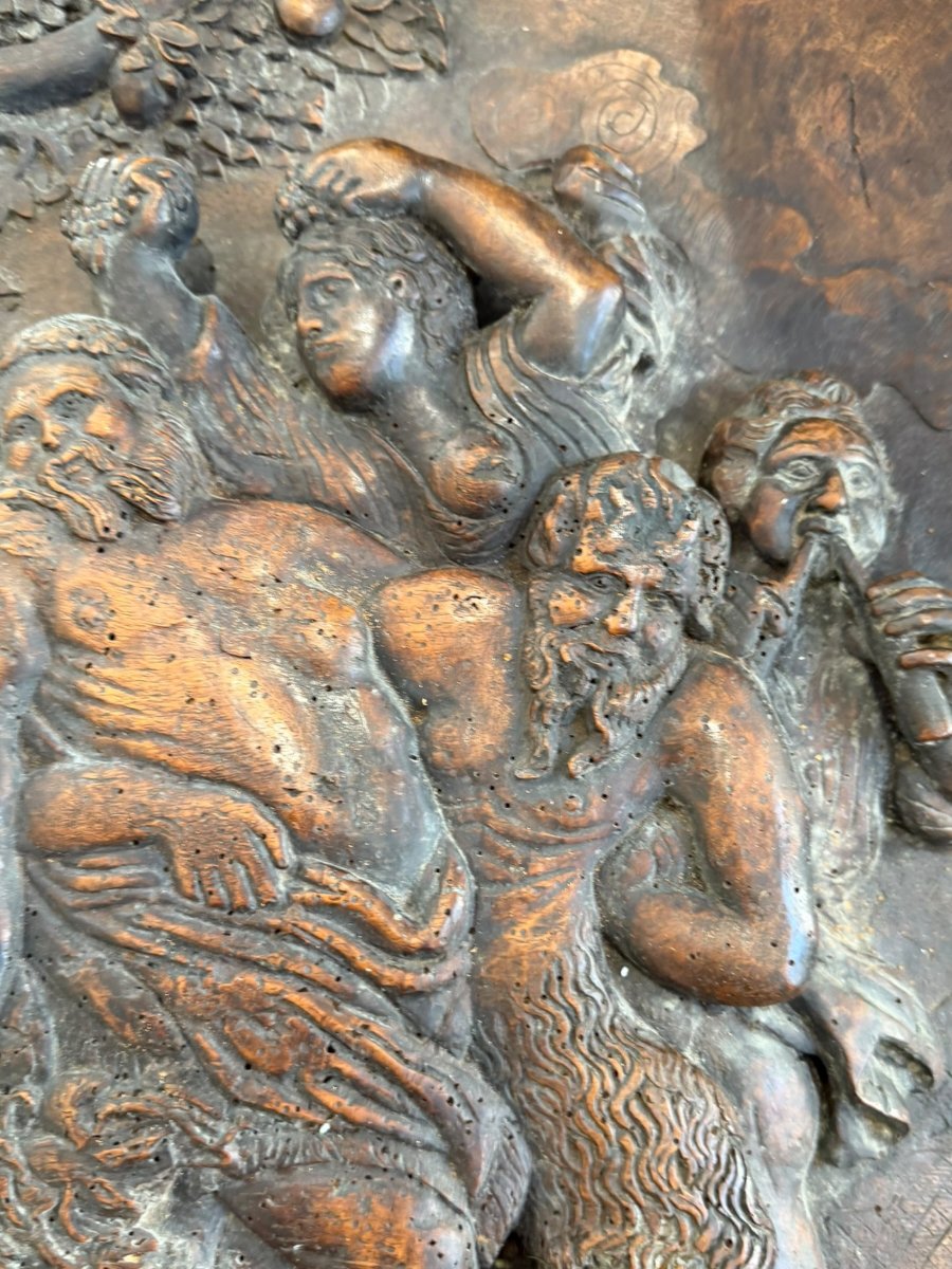 Importante Bacchanale Panneau en bois sculpté bas-relief XVIIIe siècle-photo-3