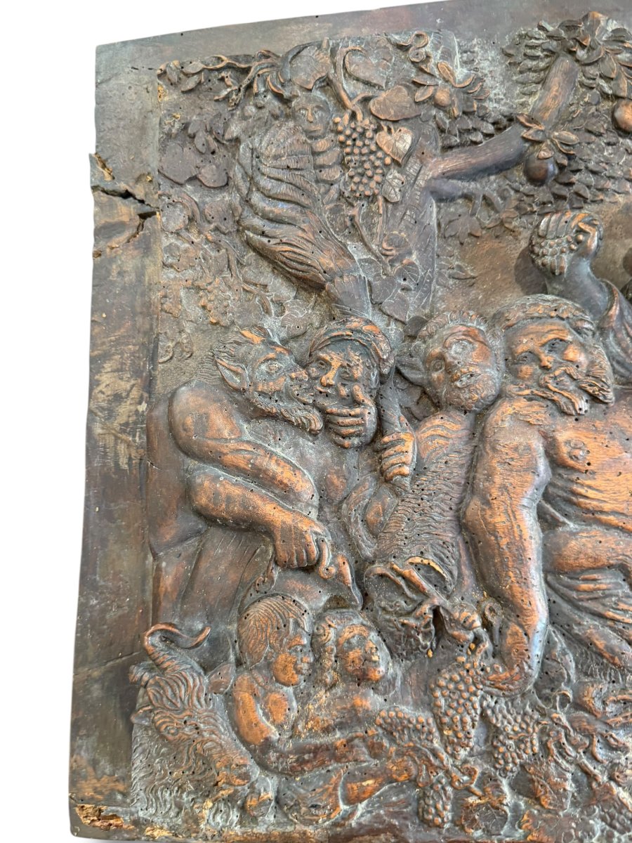Importante Bacchanale Panneau en bois sculpté bas-relief XVIIIe siècle-photo-4