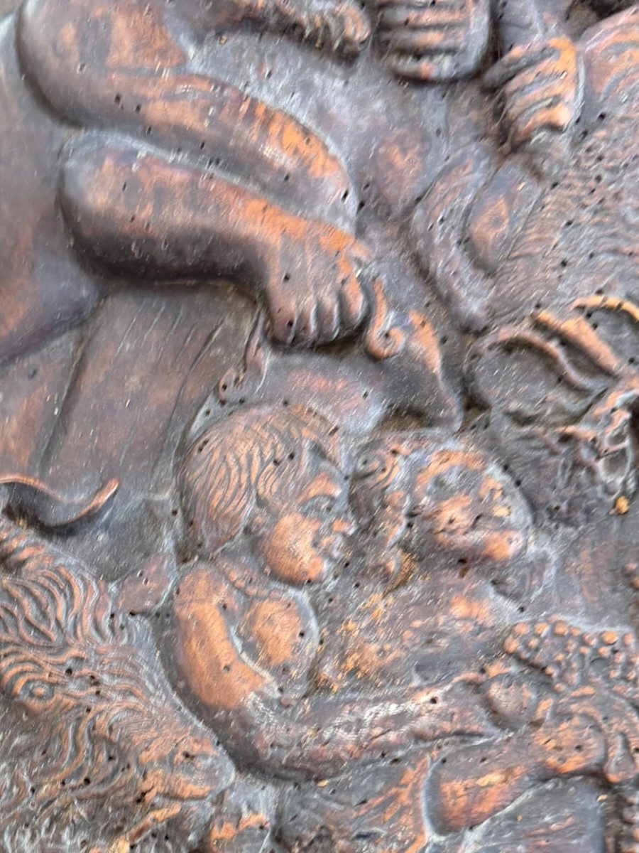 Importante Bacchanale Panneau en bois sculpté bas-relief XVIIIe siècle-photo-5