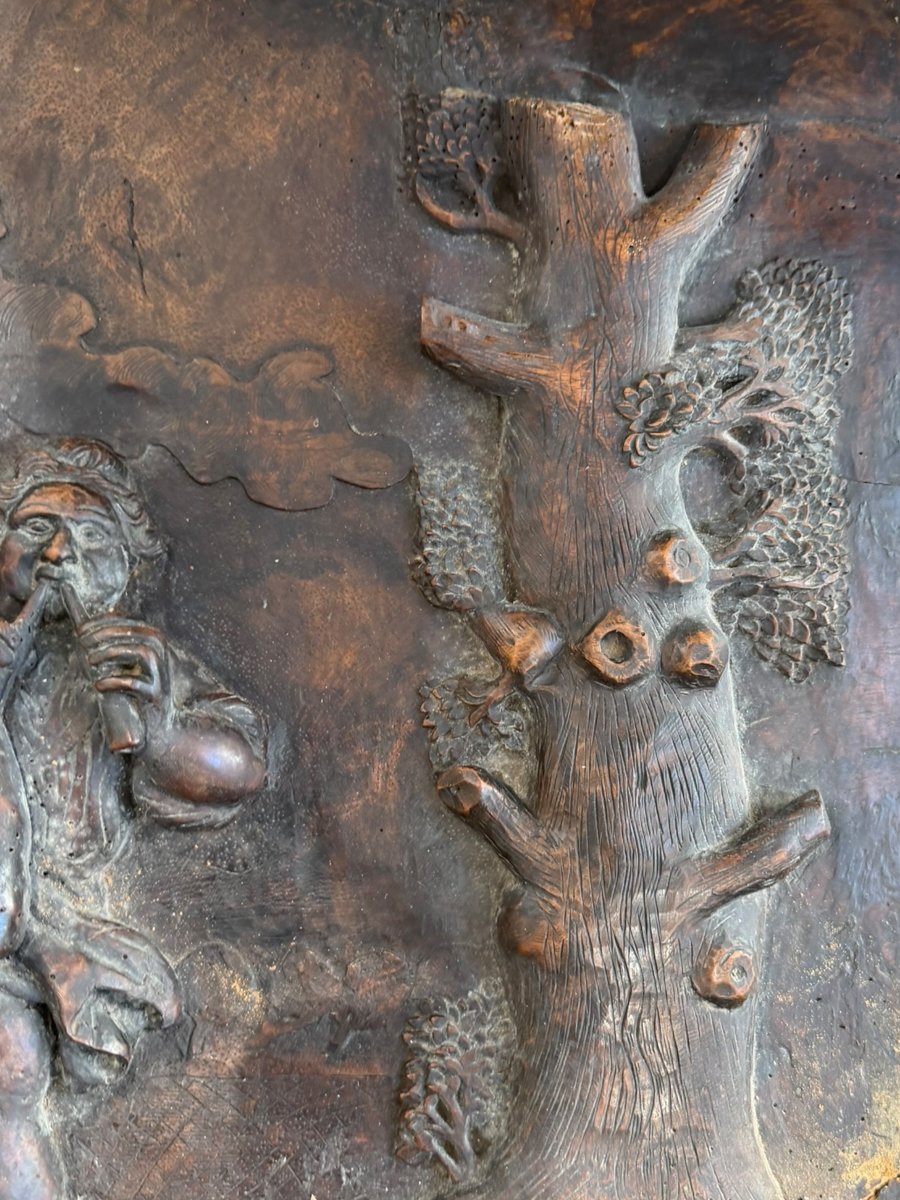Importante Bacchanale Panneau en bois sculpté bas-relief XVIIIe siècle-photo-7