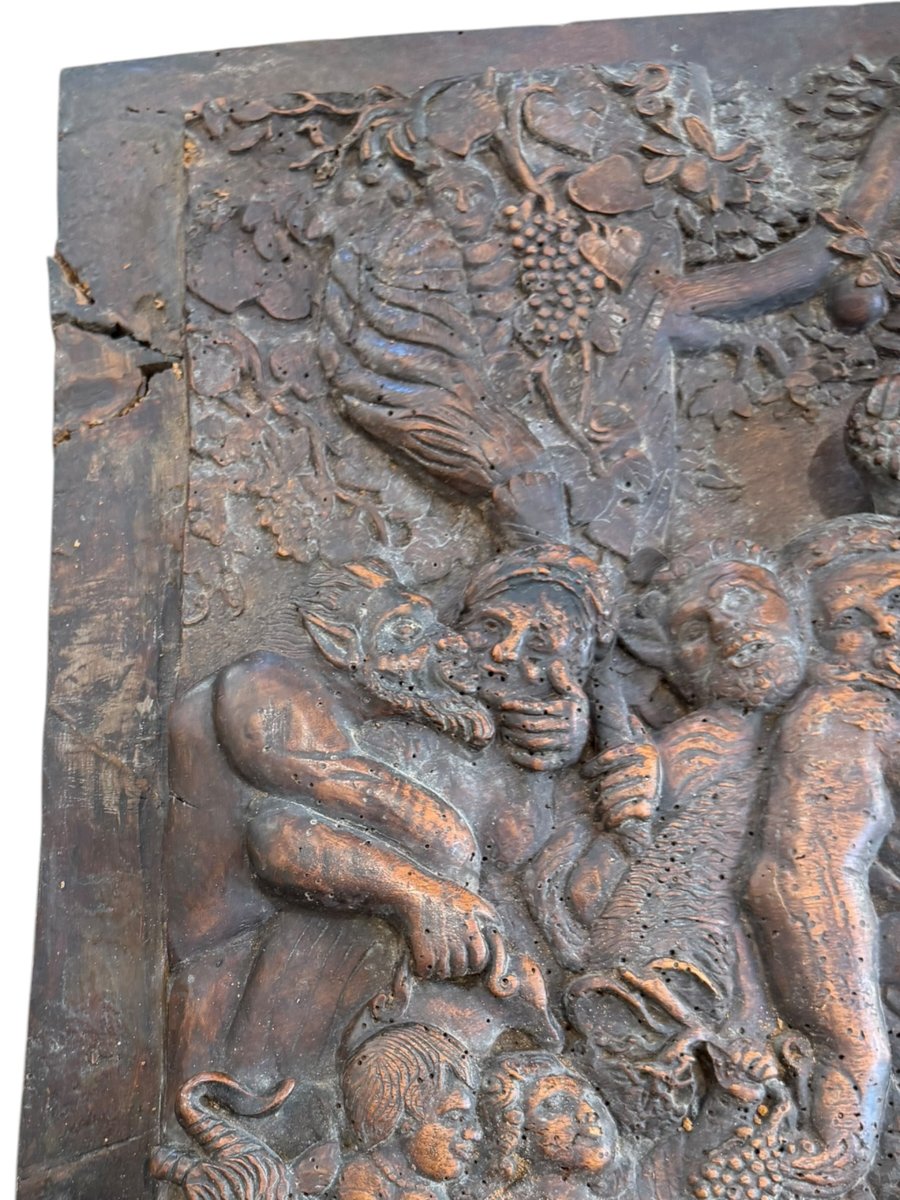 Importante Bacchanale Panneau en bois sculpté bas-relief XVIIIe siècle-photo-8