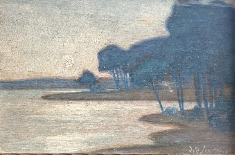 Jean-roger Sourgen  Nocturnal Lakeside Landscape