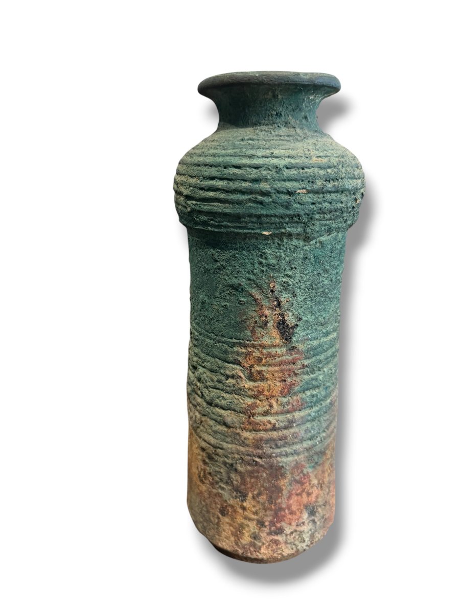 Vase couleur écume patine verte