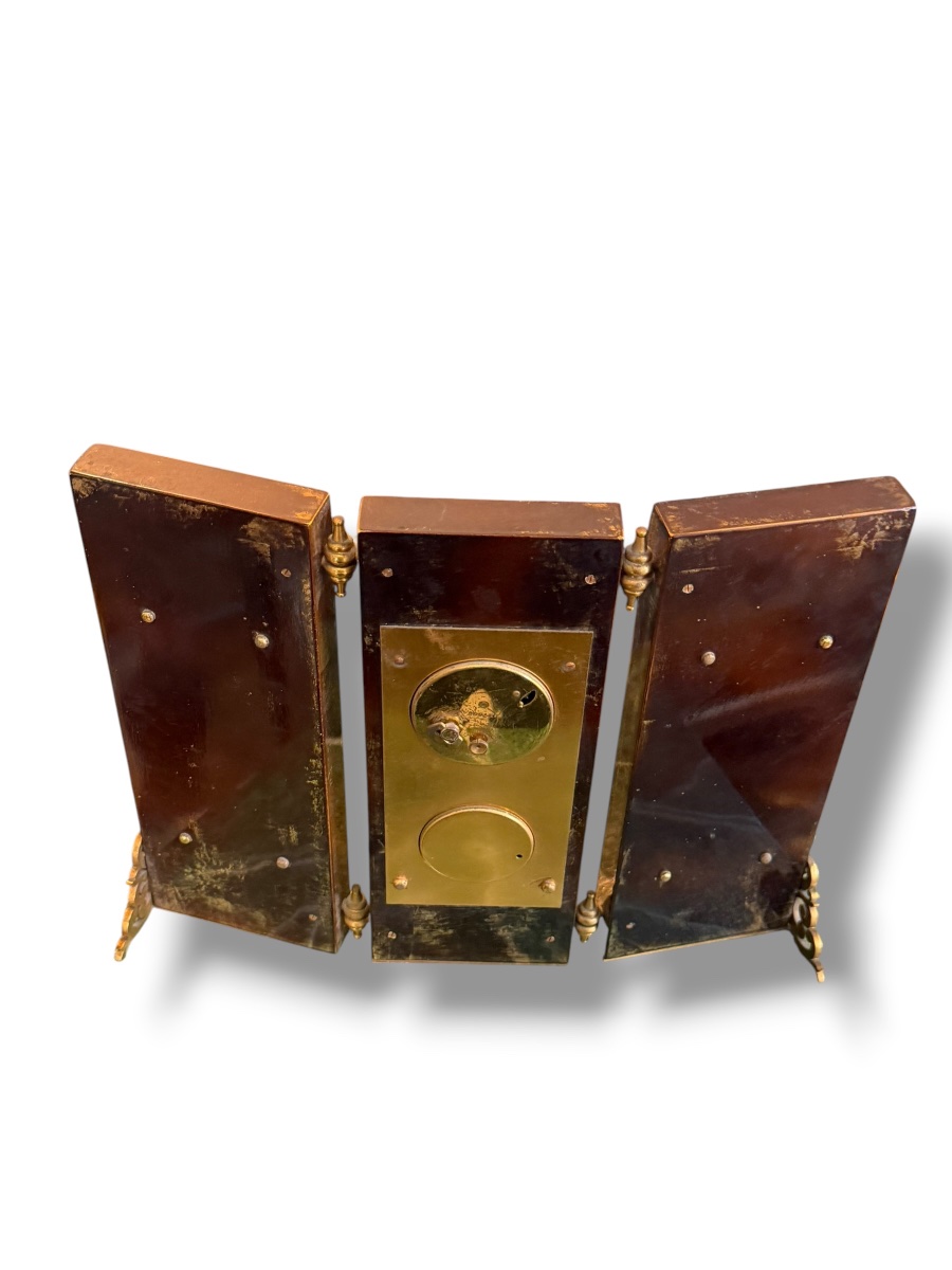 Swiss Triptych Desk Clock With Barometer By Gübelin-photo-2