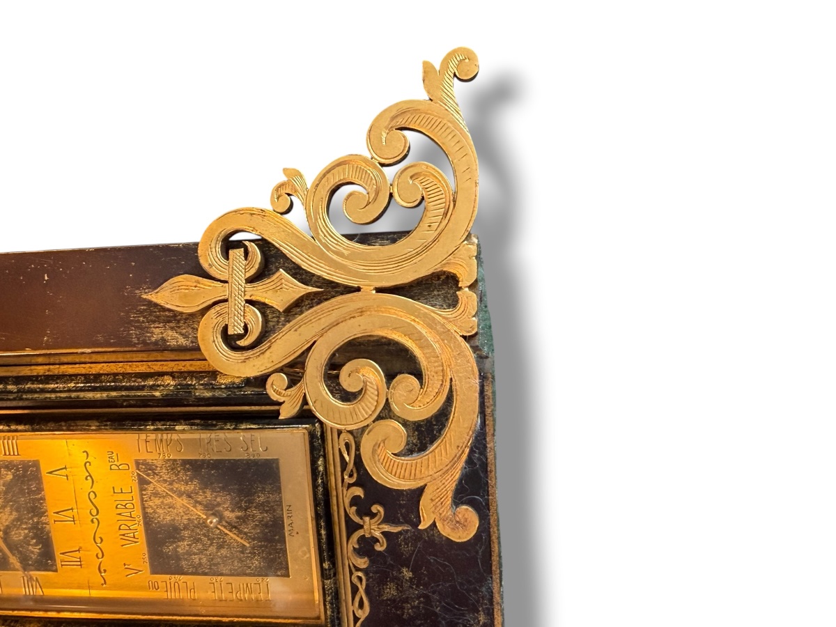 Swiss Triptych Desk Clock With Barometer By Gübelin-photo-7