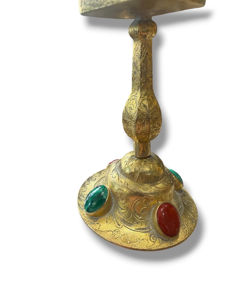 Monstrance en bronze et pierres fines XIXeme-photo-2
