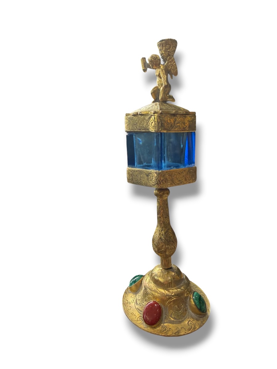 Monstrance en bronze et pierres fines XIXeme-photo-7