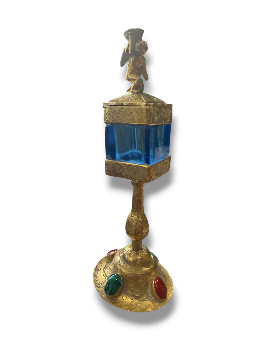 Monstrance en bronze et pierres fines XIXeme-photo-8
