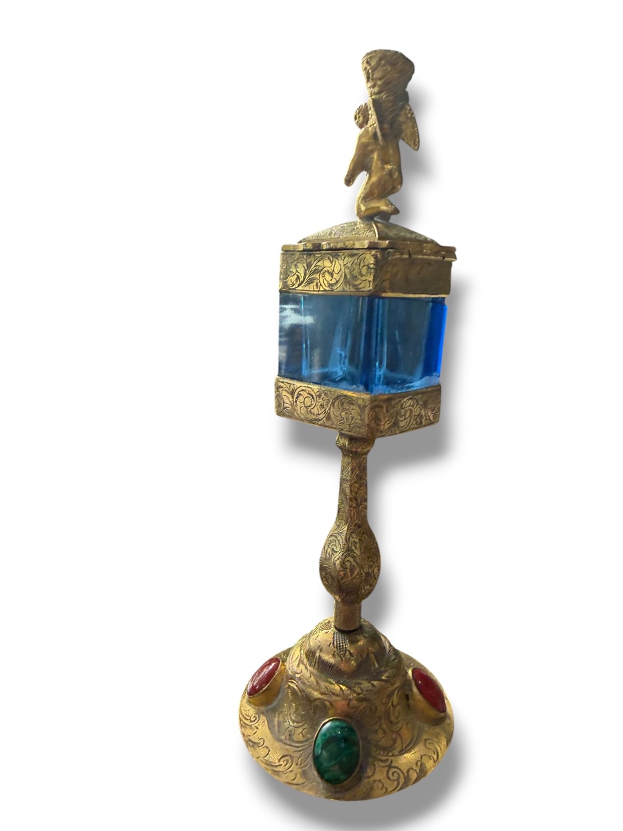 Monstrance en bronze et pierres fines XIXeme