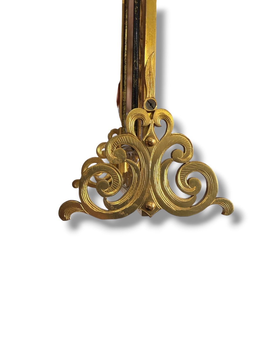 Pendule laque bronze marqueterie de nacre Gübelin-photo-3