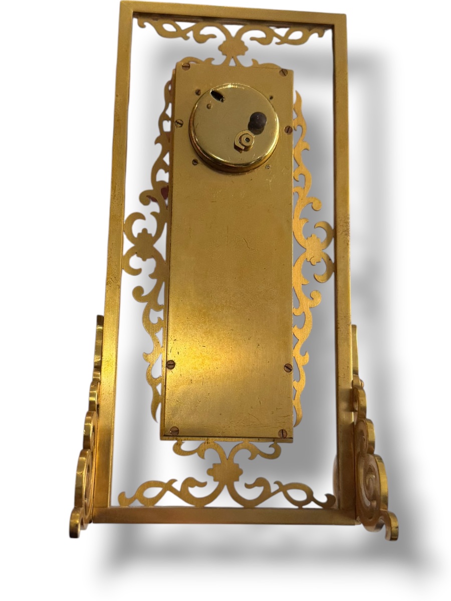 Pendule laque bronze marqueterie de nacre Gübelin-photo-7