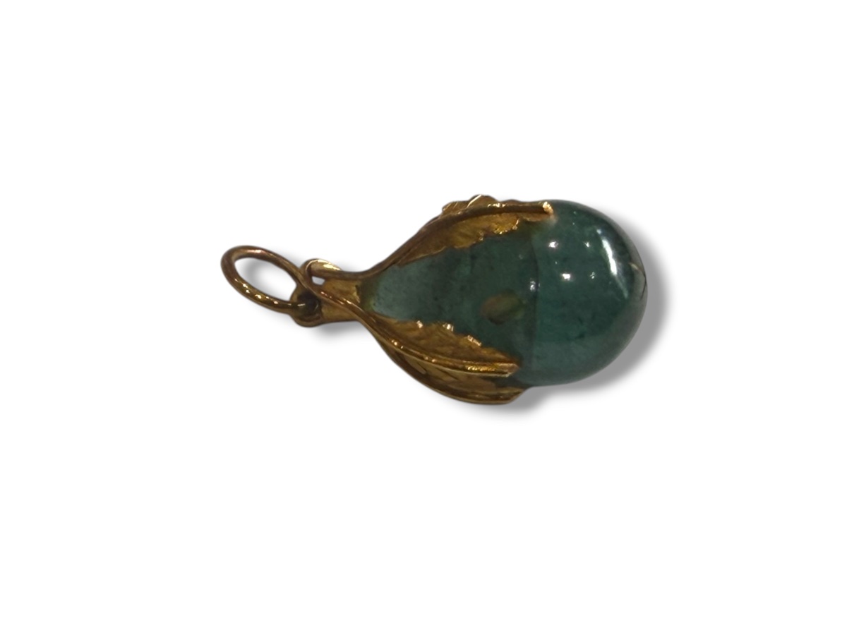 Pendentif goutte aventurine or massif -photo-2