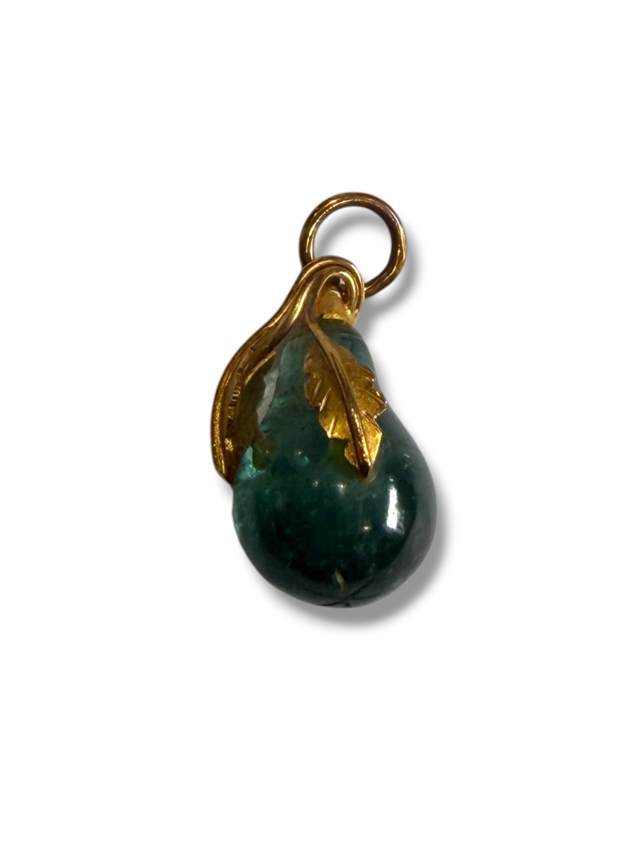 Pendentif goutte aventurine or massif 