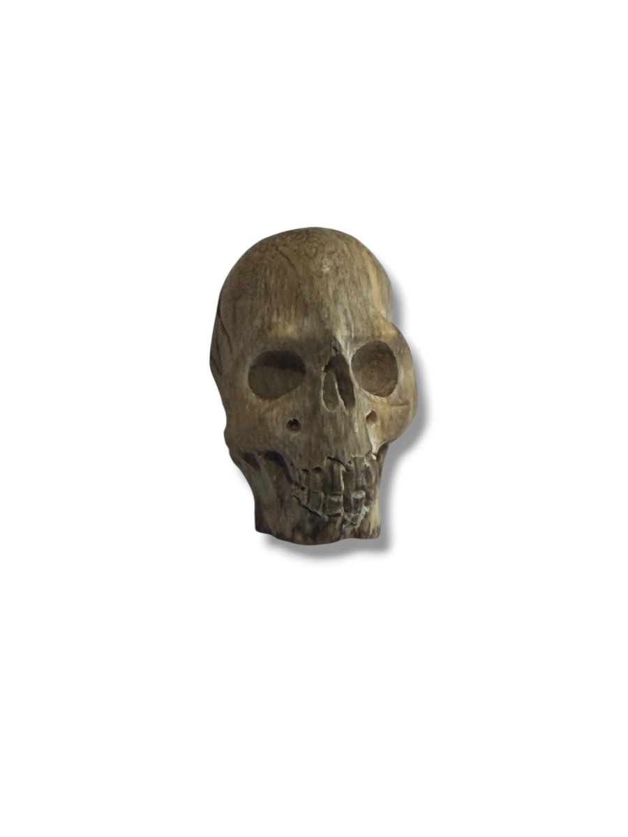 "memento Mori" Carved Wooden Skull Vanity-photo-1