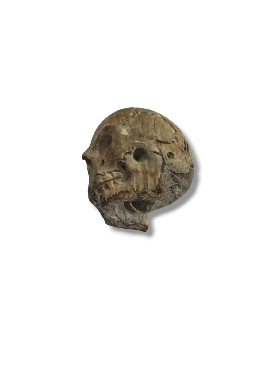 "memento Mori" Carved Wooden Skull Vanity-photo-2