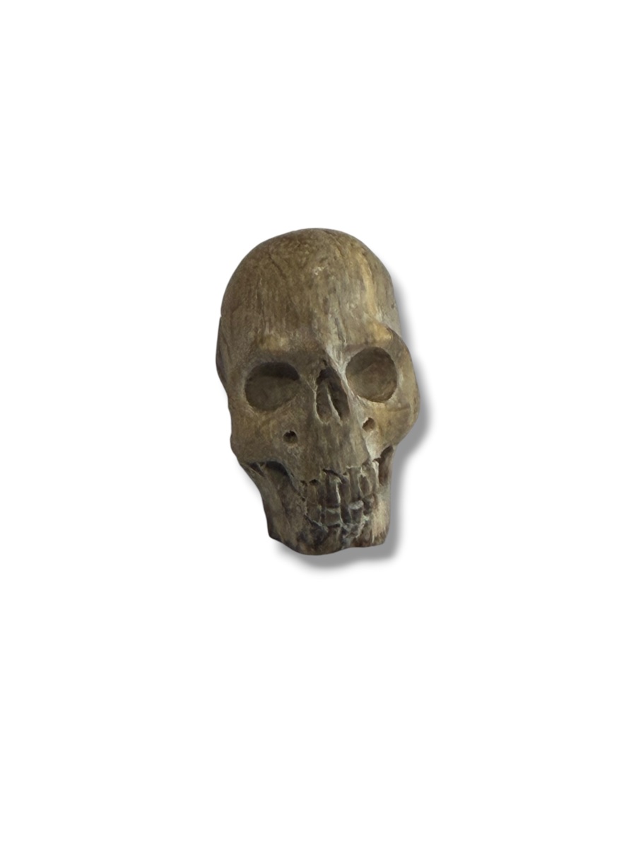 "memento Mori" Carved Wooden Skull Vanity