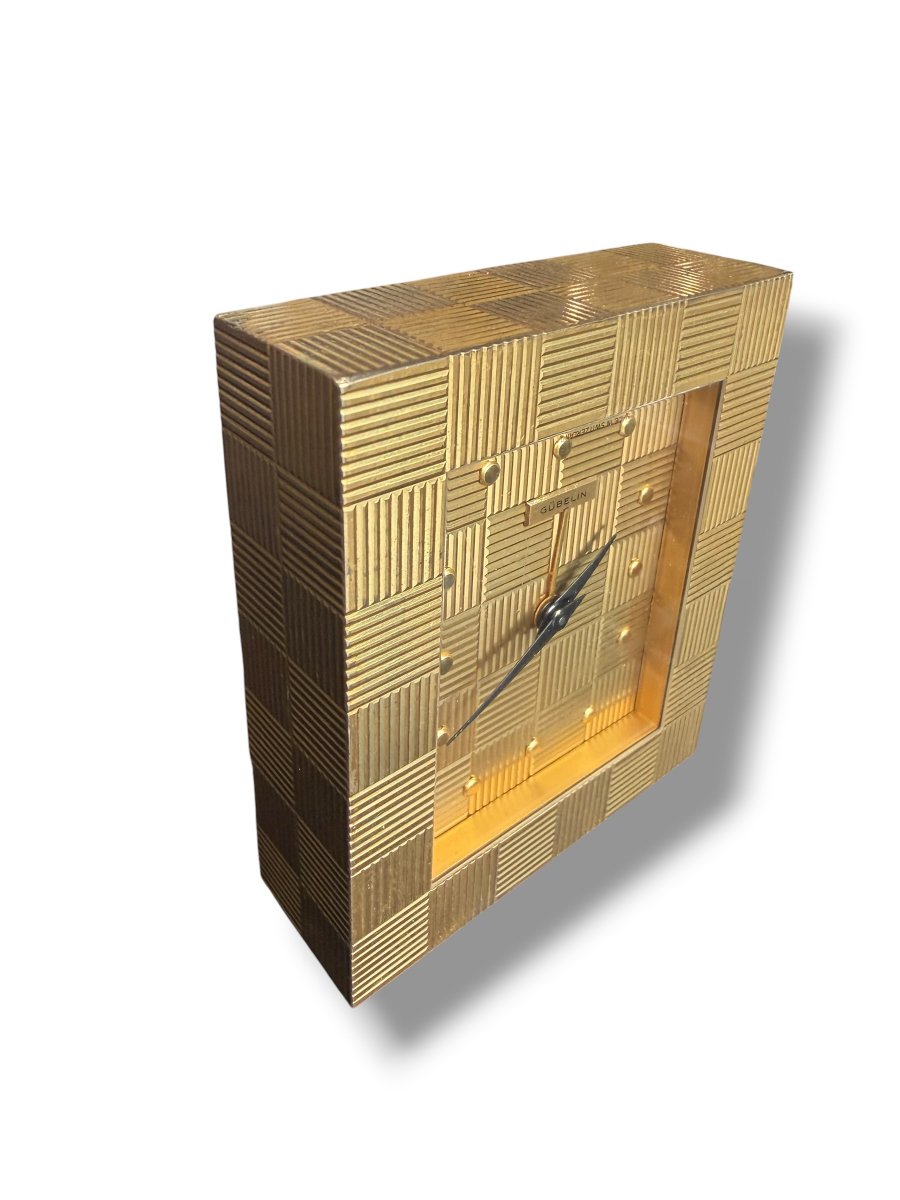 Gübelin Art Deco Checkered Table Clock With Alarm-photo-3